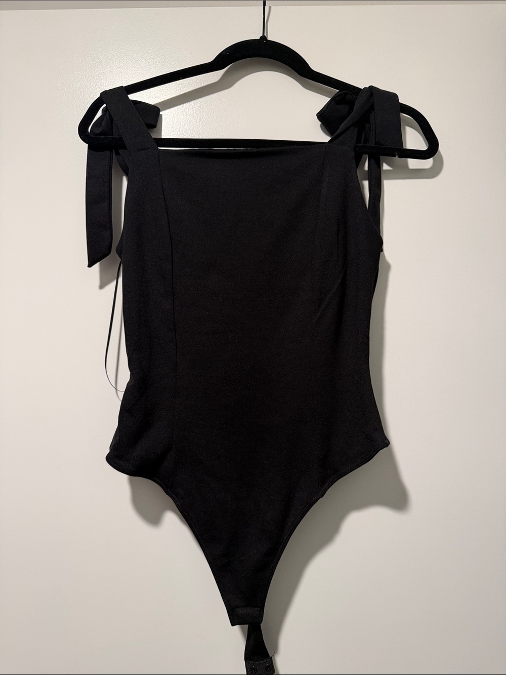 iris Black Tie-Shoulder Bodysuit